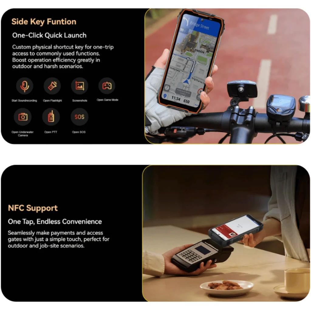 Blackview BL7000 Pro 5G naranja con marco reforzado, pantalla FHD+ 120Hz, cuerpo rugerizado con esquinas protegidas, módulo de cámaras triple y diseño - Ítem3