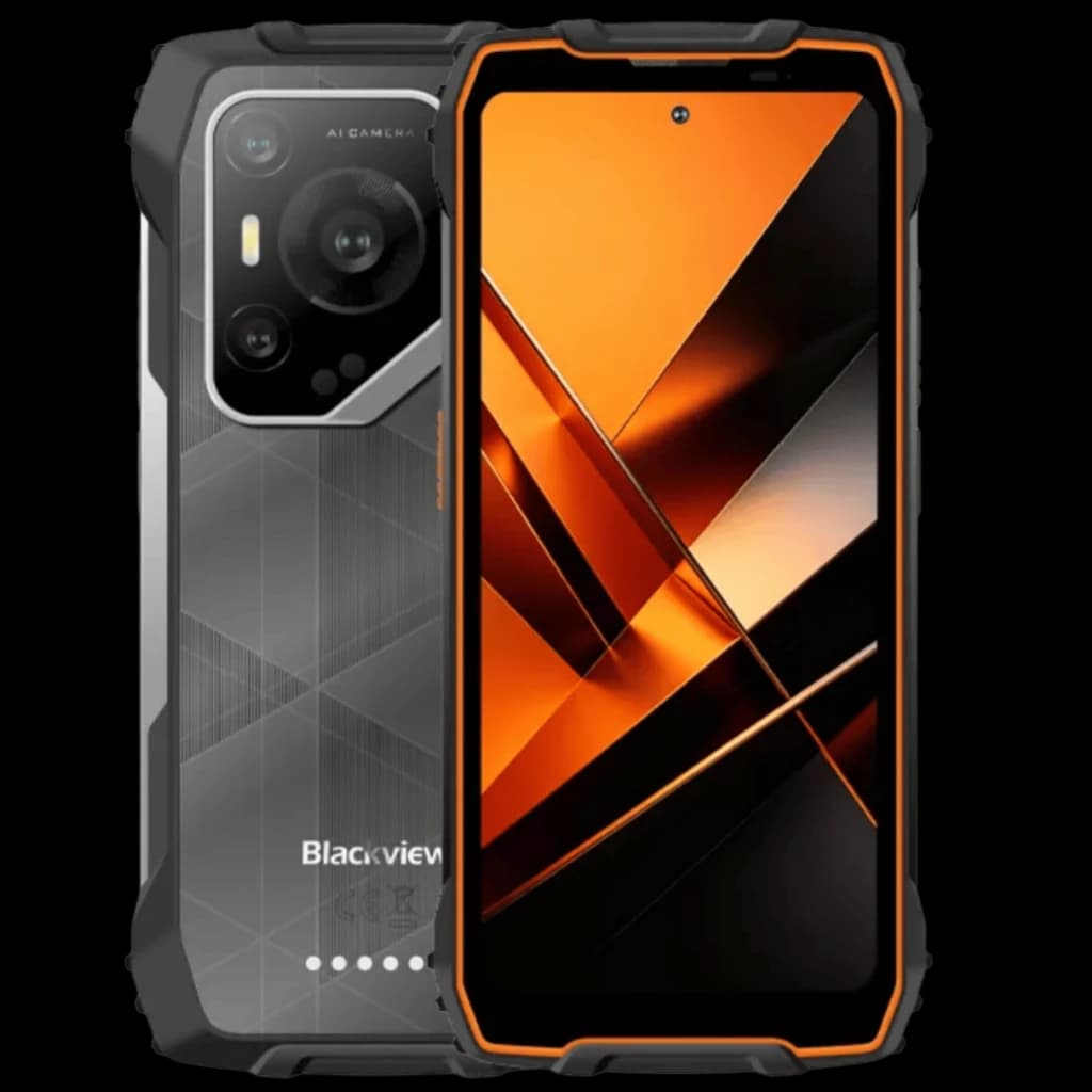 Blackview BL7000 Pro 5G 512 Go orange, smartphone robuste avec cadre antichoc, grand écran FHD+ 120 Hz, module photo arrière pro, lignes géométriques noires