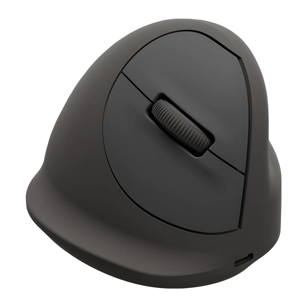 Fellowes Breyta Plus+ talla L zurdo negro, vista lateral: rueda de desplazamiento, botones laterales y puerto USB-C en la - Ítem3