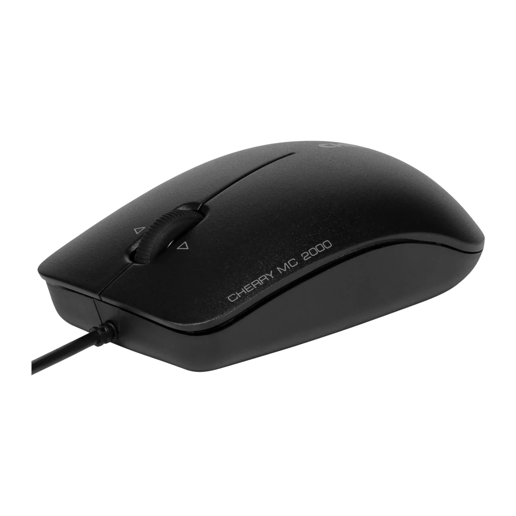 Cherry Rato MC 2000 preto, vista superior: roda de scroll central e logótipo Cherry em fundo escuro - Item2