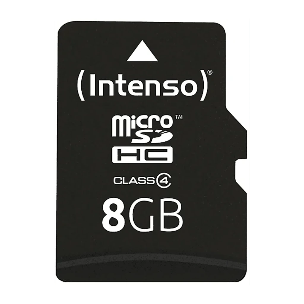 Intenso MicroSDHC 8GB Class 4 noir, emballage avant: blister avec carte mémoire et adaptateur SD visibles - Ítem2