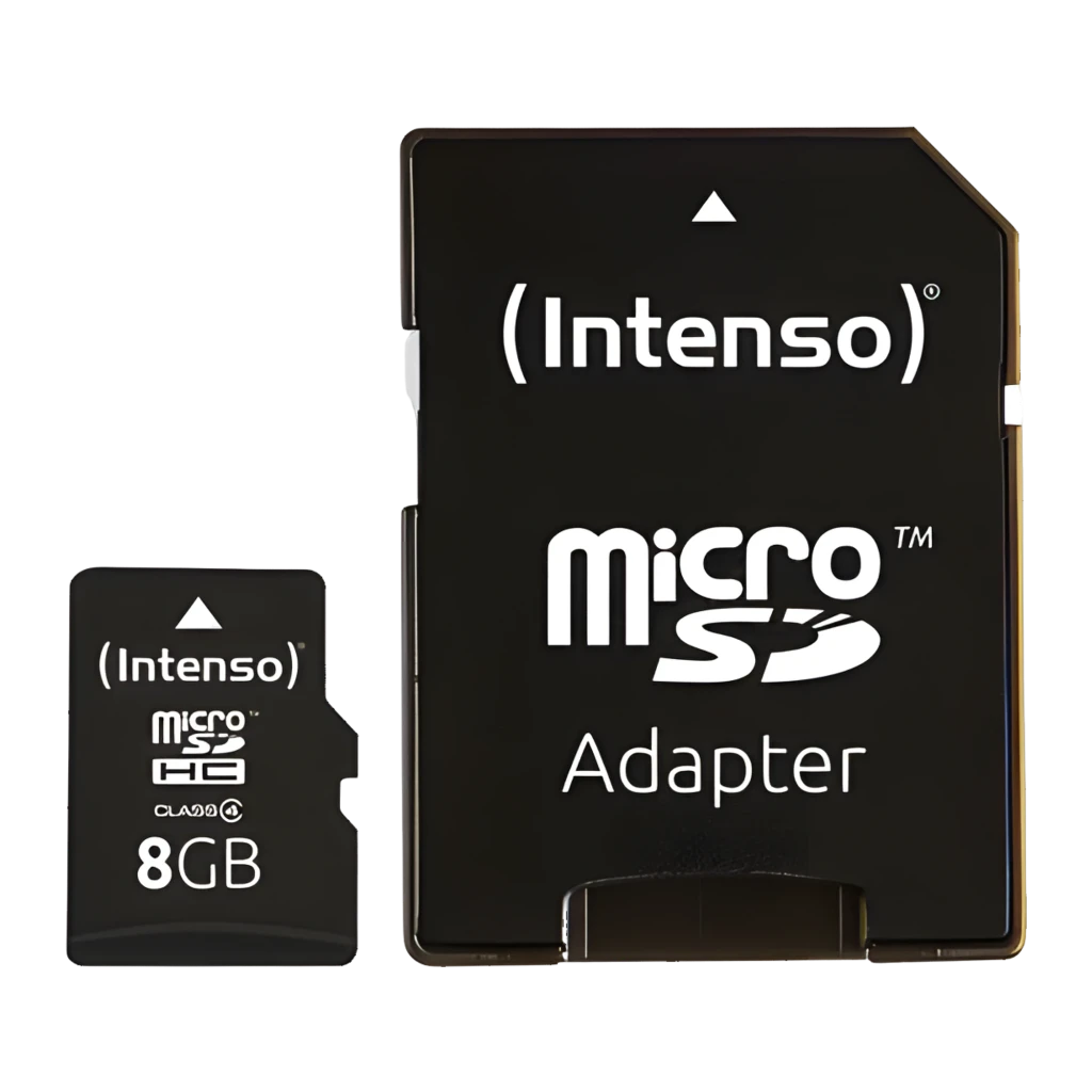 Intenso MicroSDHC 8GB Class 4 noir, emballage avant: blister avec carte mémoire et adaptateur SD visibles - Ítem3