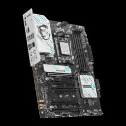 MSI B840 Gaming Plus WiFi negro/plateado, ángulo lateral izquierdo: panel trasero I/O con puertos y conectores de audio
