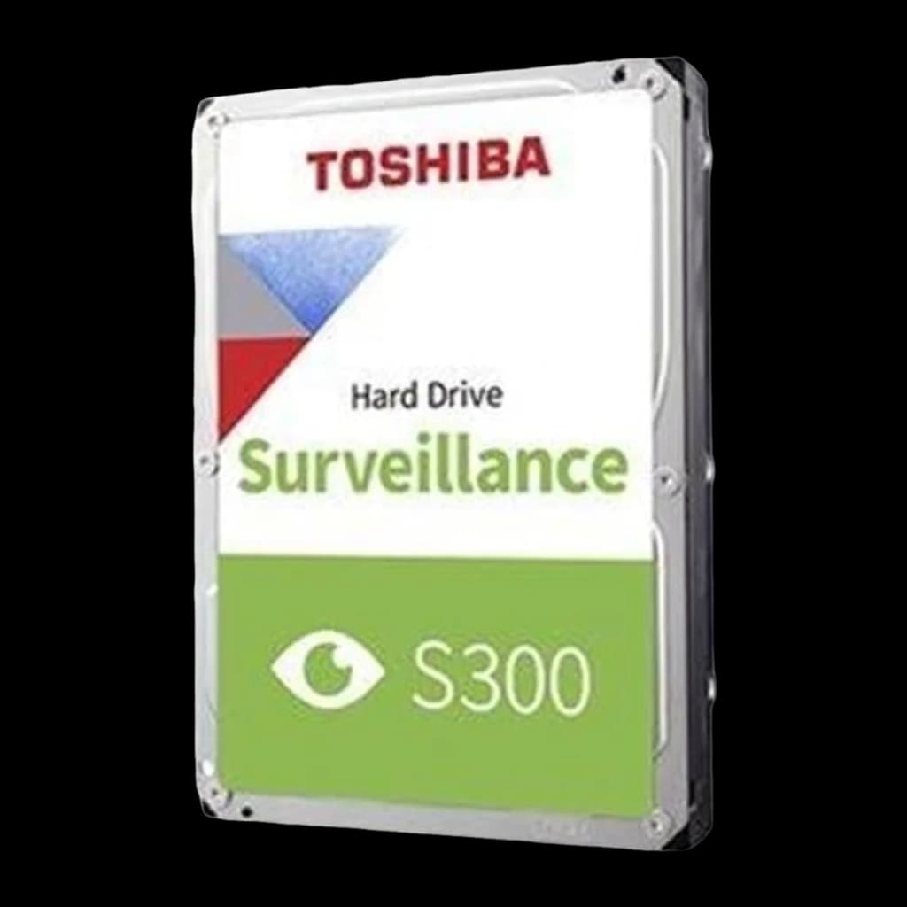 Toshiba S300 Surveillance 2TB, vista em perspectiva lateral: borda direita e espessura do disco visíveis