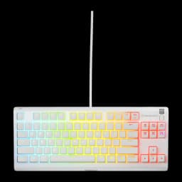 SteelSeries Apex 3 TKL branco, vista superior: teclado compacto com iluminação RGB arco-íris e cabo branco