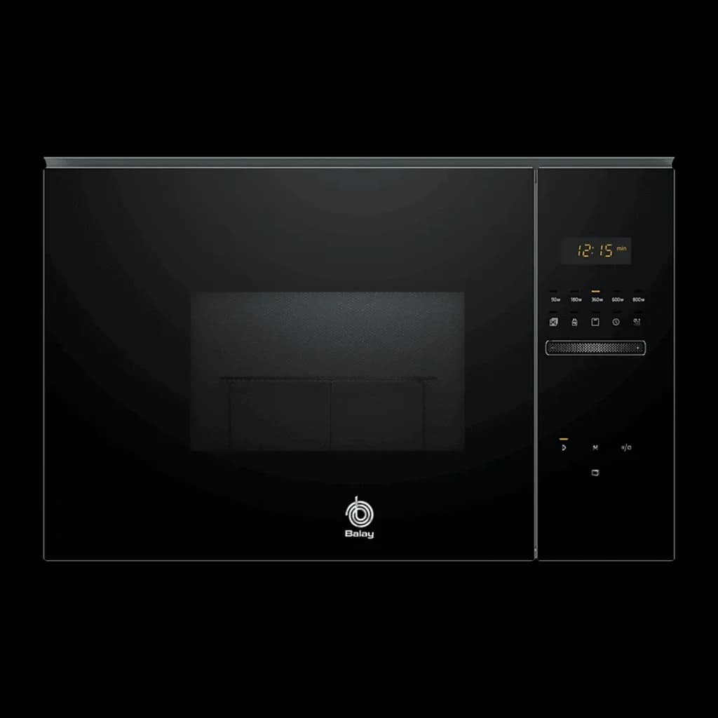 Balay 3CG5172N2 verre noir, vue de face: porte en verre, panneau tactile avec affichage LED et sélecteur de puissance