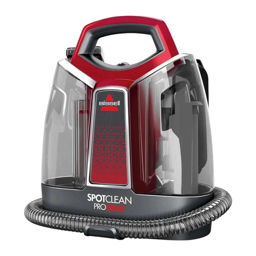 BISSELL SpotClean ProHeat 36988 vermelho titânio, vista frontal 3/4: depósito transparente iluminado, mangueira e acessório - Item2