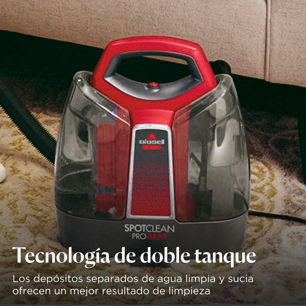 BISSELL SpotClean ProHeat 36988 vermelho titânio, vista frontal 3/4: depósito transparente iluminado, mangueira e acessório - Item3