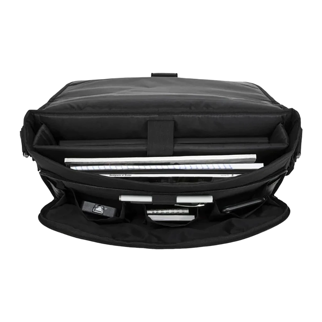 Lenovo ThinkPad 4X40Y95215 bandolera negro, vista frontal: solapa con logo ThinkPad, hebilla y documentos asomando - Ítem2