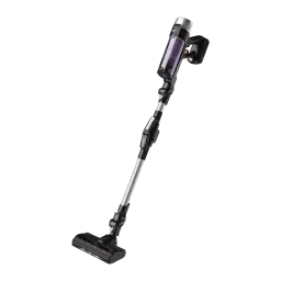 Rowenta X-Force Flex 9.60 Allergy RH2037WO preto roxo, vista diagonal: aspirador de cabo completo com depósito roxo e escova