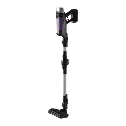 Rowenta X-Force Flex 9.60 Allergy RH2037WO preto roxo, vista lateral: perfil reto com tubo extensível e depósito roxo