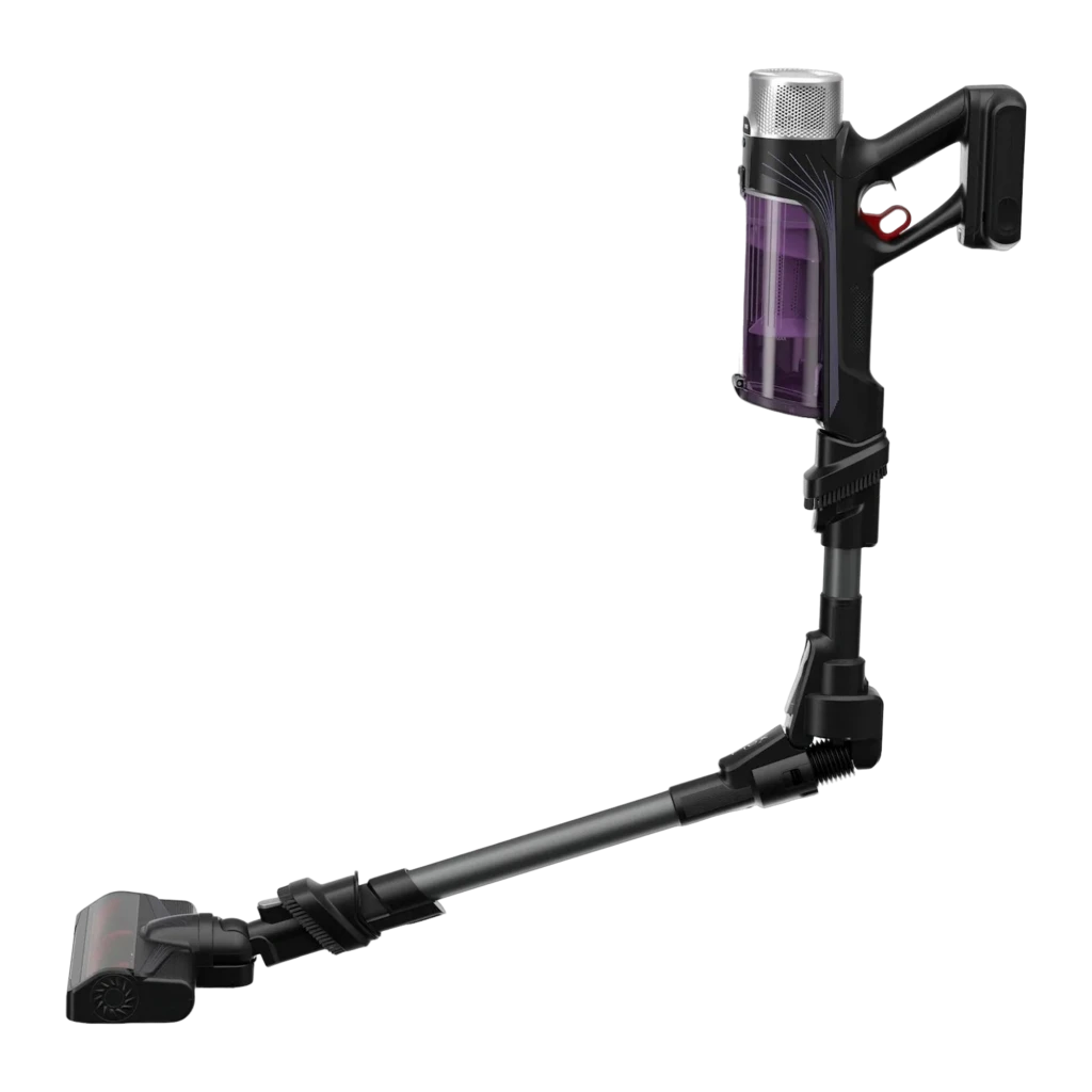 Rowenta X-Force Flex 9.60 Allergy RH2037WO preto roxo, vista diagonal: aspirador de cabo completo com depósito roxo e escova - Item2