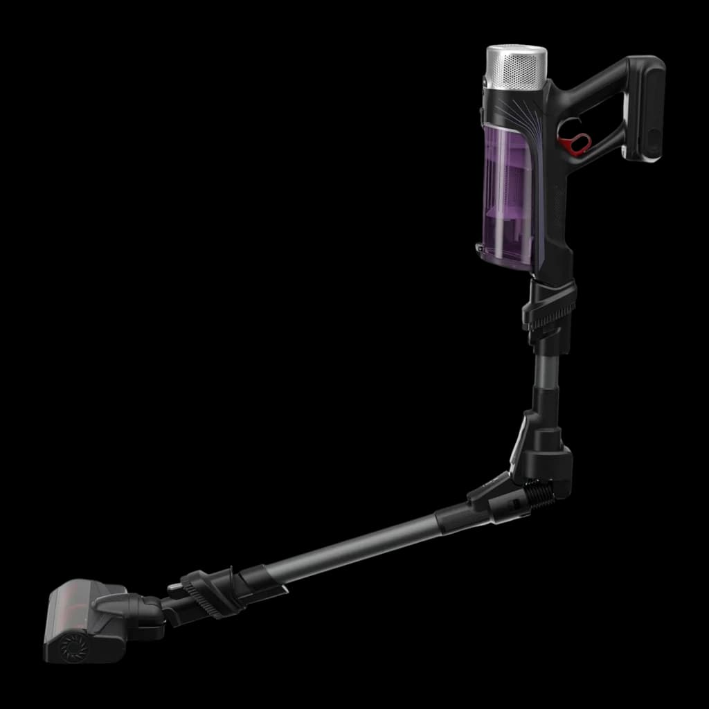 Rowenta X-Force Flex 9.60 Allergy RH2037WO preto roxo, vista flex: tubo articulado dobrado mostrando a junta flexível