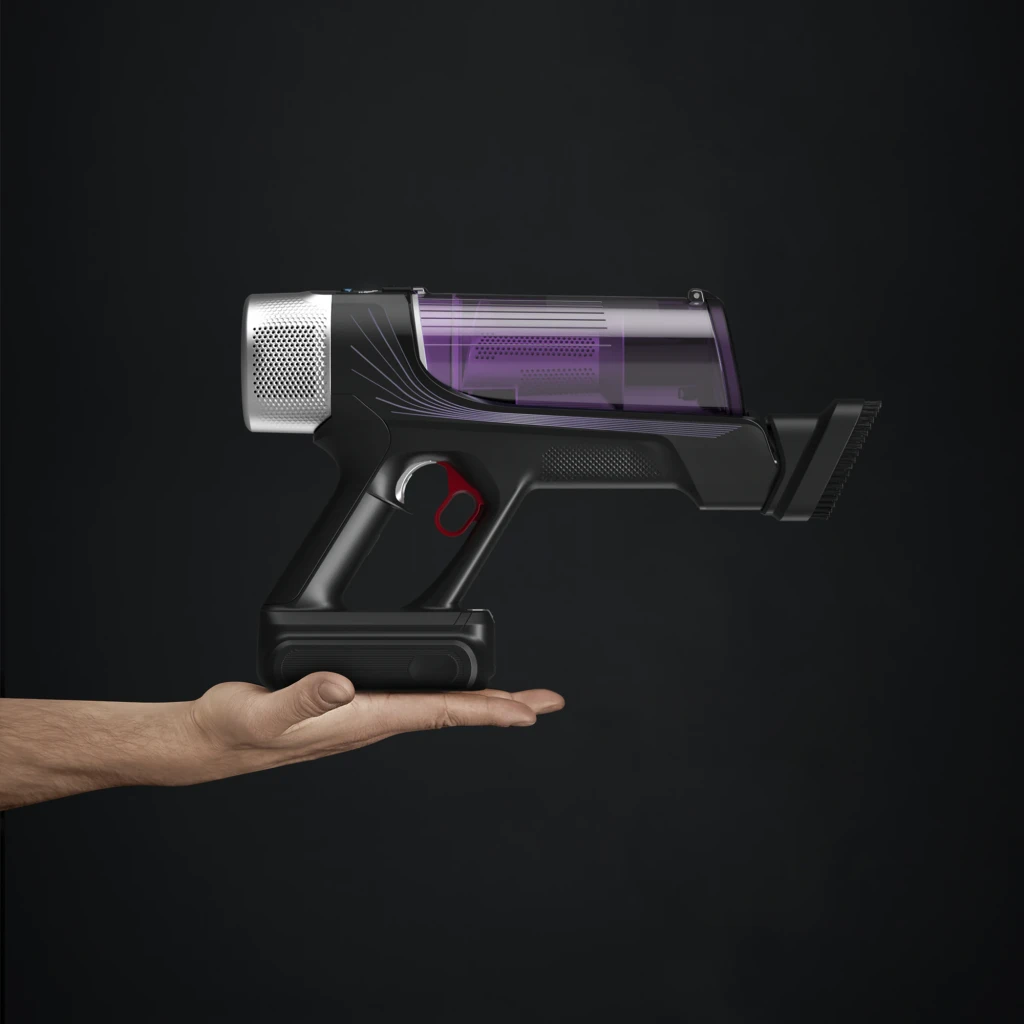 Rowenta X-Force Flex 9.60 Allergy RH2037WO preto roxo, vista diagonal: aspirador de cabo completo com depósito roxo e escova - Item7