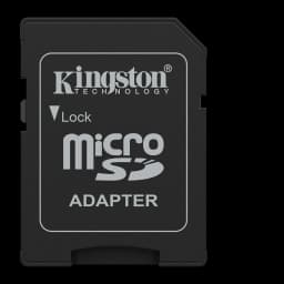 Kingston Canvas Select Plus microSD 128GB noir, kit: vue frontale de l'adaptateur SD noir avec logo Kingston et texte