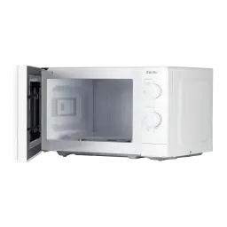 Corberó CMICM4020W Blanc, vue de face porte ouverte: intérieur vide avec plateau tournant et grille visible