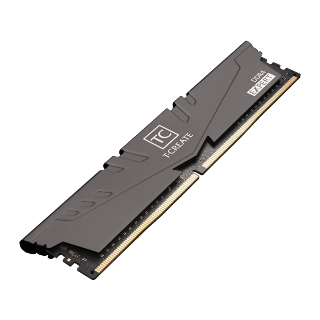 Team Group T-Create Expert 32GB DDR4 3600 Dual-Kit Cinza Titânio, vista frontal: dois módulos DIMM com dissipador cinza e - Item2