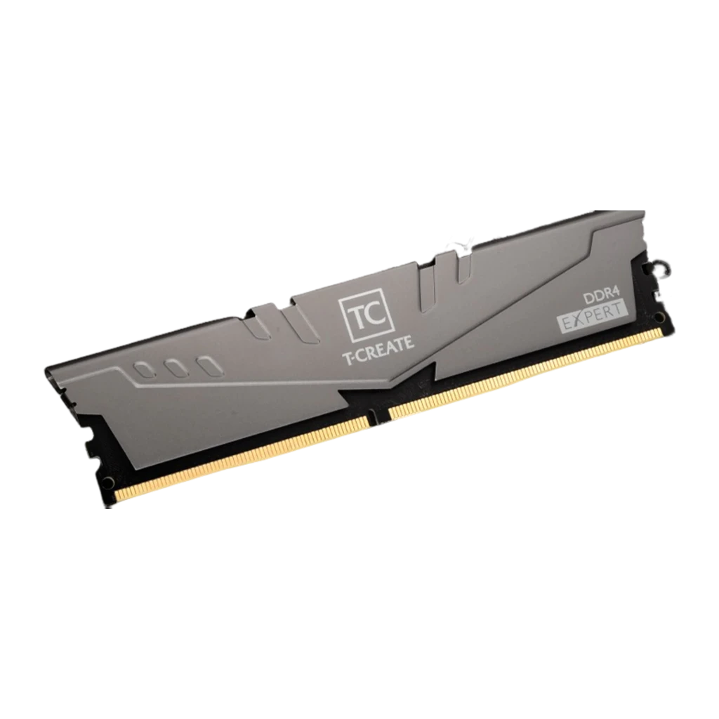 Team Group T-Create Expert 32GB DDR4 3600 Dual-Kit Cinza Titânio, vista frontal: dois módulos DIMM com dissipador cinza e - Item3