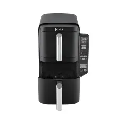 Ninja Freidora Aire Double Stack SL300EU 7,6L Negro, vista frontal: cesta inferior extraída, panel digital lateral y asa