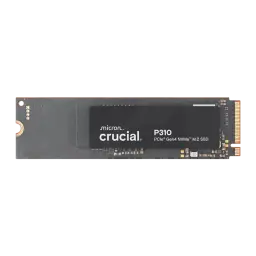 Crucial P310 500GB M.2 NVMe negro, vista trasera: reverso con logo Micron Crucial, conector dorado y componentes visibles