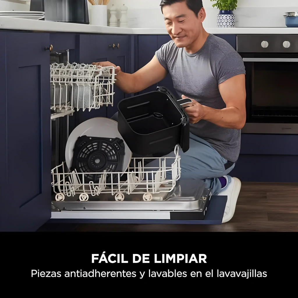 Ninja AF170EU friteuse à air 6.2 L noir, vue de face: écran digital 210°, boutons Air Fry Roast Reheat Dehydrate et poignée - Ítem7