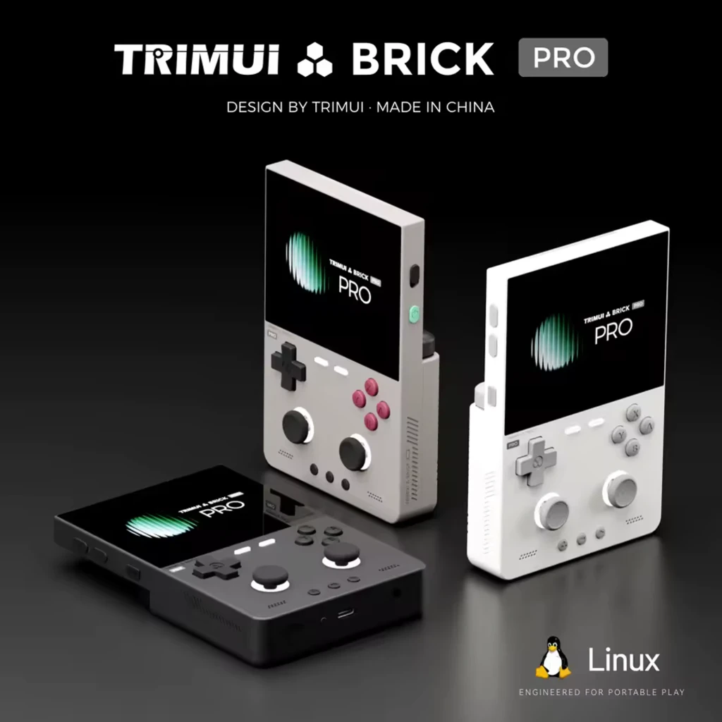 Console portable Trimui Brick Pro blanche, écran large, boutons A B et croix, deux joysticks, 1 Go RAM 64 Go stockage, haut-parleurs latéraux, design rétro - Ítem5