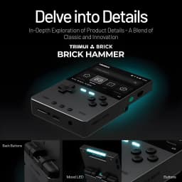 Consola portátil Trimui Brick Pro 1 GB/64 GB Branco com corpo retangular, tela, botões A B X Y, direcional, LEDs de humor e botões traseiros