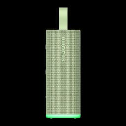 Altavoz portátil verde con malla textil, asa superior, botones laterales y base luminosa. Diseño compacto y resistente, estilo moderno Xiaomi