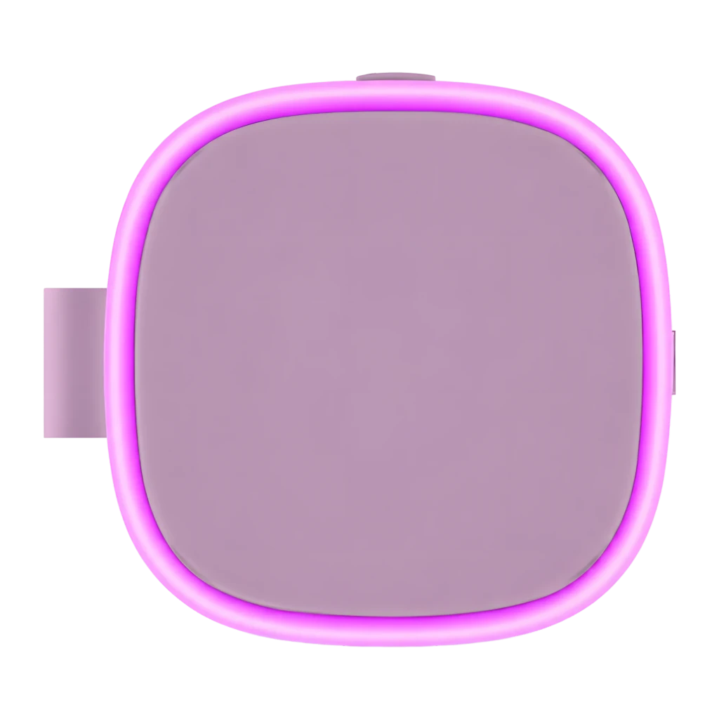 Coluna Bluetooth Xiaomi Sound Play roxa compacta com grelha metálica, alça superior lilás, botões laterais e luz LED rosa na base - Item2