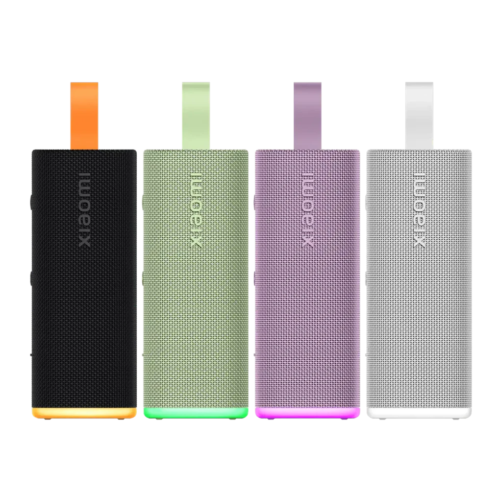Coluna Bluetooth Xiaomi Sound Play roxa compacta com grelha metálica, alça superior lilás, botões laterais e luz LED rosa na base - Item9