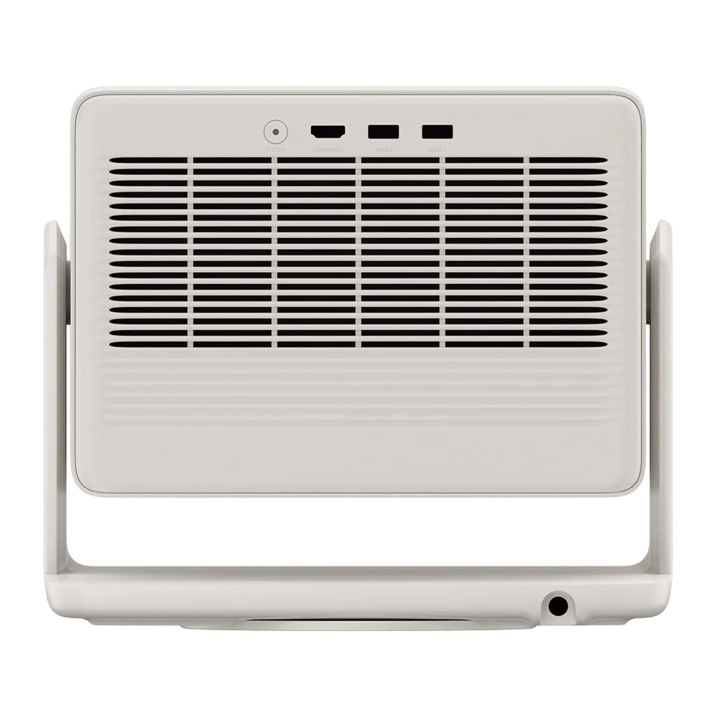 XGIMI Horizon S Pro blanco, vista trasera: rejilla de ventilación y puertos HDMI y USB