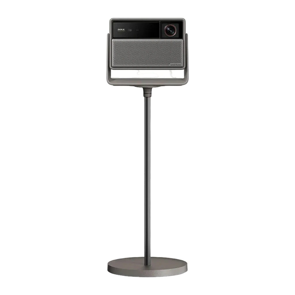 XGIMI Horizon 20 Pro 128GB gris, kit con pedestal: proyector montado en pie de suelo metálico alto, vista frontal completa