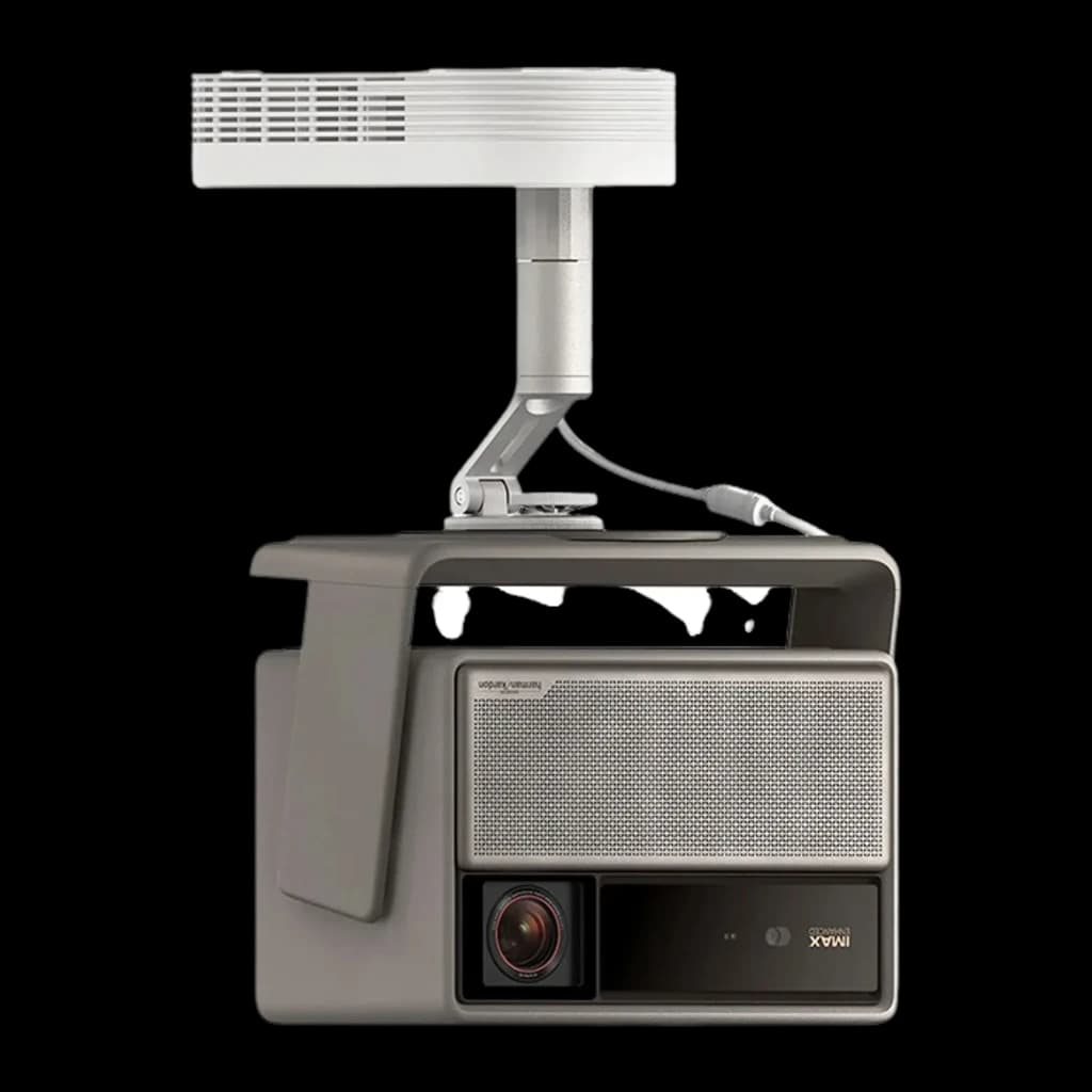 XGIMI Horizon 20 Pro 128GB gris, kit soporte techo: proyector invertido con brazo de techo blanco articulado, vista inferior
