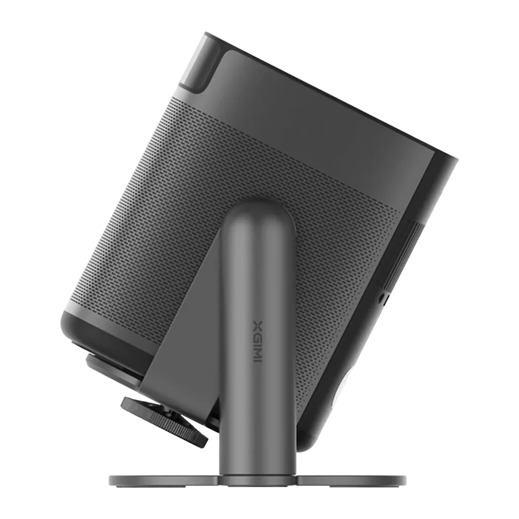 Projecteur XGIMI MoGo 2 Pro Gen 2 compact gris, façade grille métallique, objectif DLP 1080p avec anneau vert, capteurs frontaux et logo audio bas frontal - Ítem4