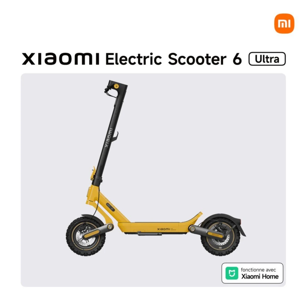 Xiaomi Electric Scooter 6 Ultra GL Negro Amarillo, vista lateral: patinete completo con chasis amarillo, manillar negro y - Ítem11