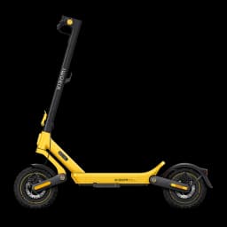 Xiaomi Electric Scooter 6 Ultra GL Noir Jaune, profil: vue complète avec guidon pliant, cadre jaune et pneus tout-terrain
