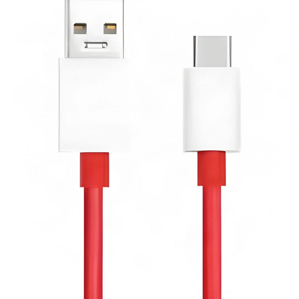 Cabo OnePlus SuperVOOC DL129 USB-A para USB-C 10A 1,5m em vermelho, conector USB-A branco e USB-C branco, fio grosso e resistente, ideal para carga rápida - Item2