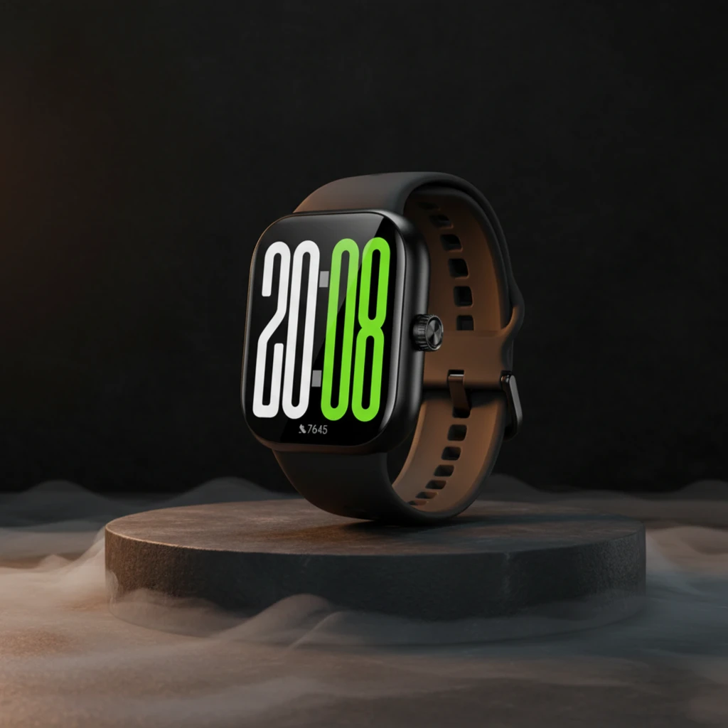 Honor Choice Watch 2 Pro Negro con correa de silicona, caja rectangular negra y pantalla grande con números verdes y blancos; hebilla metálica ajustable - Ítem4