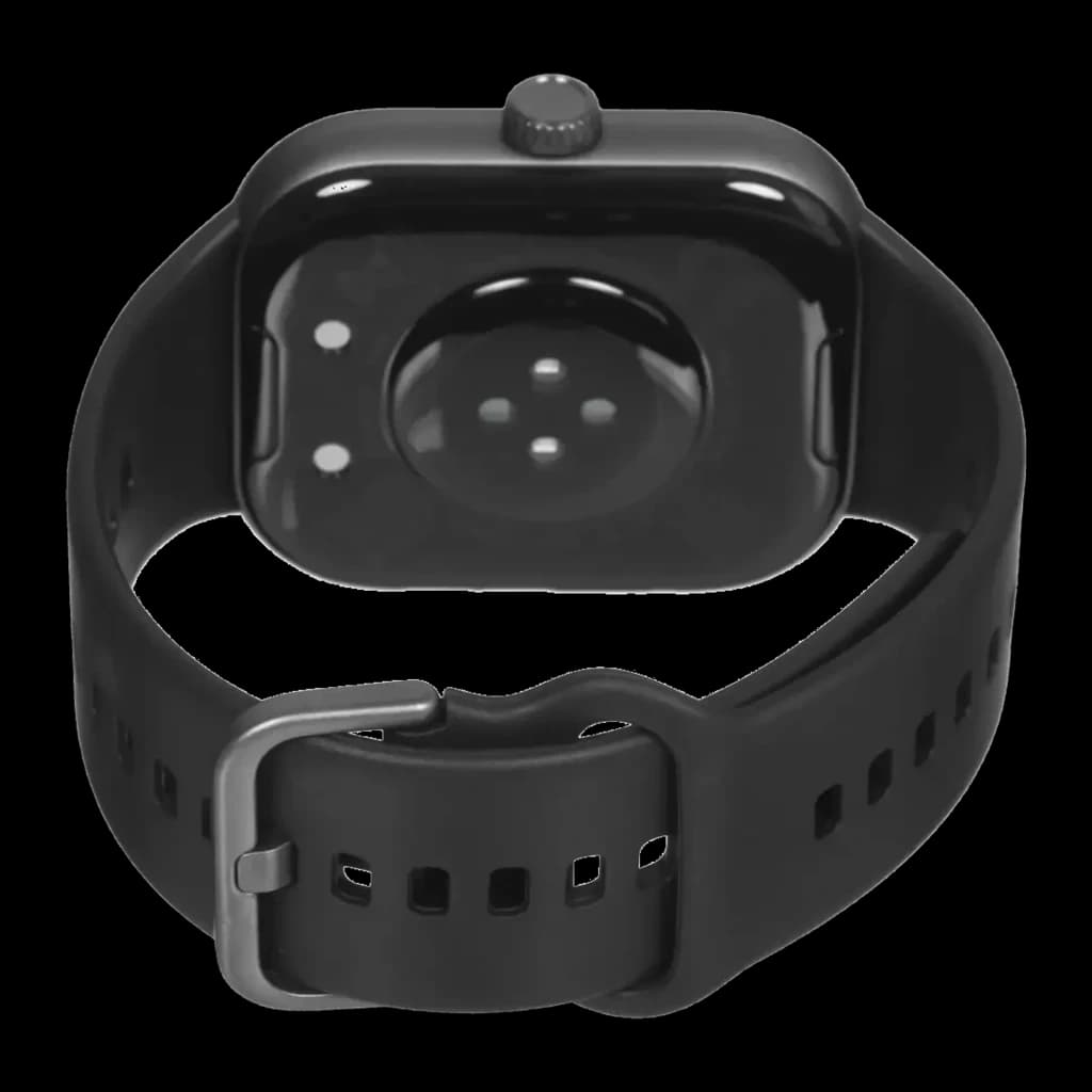 Honor Choice Watch 2 Pro Preto com pulseira de silicone preta, fivela metálica e sensores traseiros circulares para monitoramento e chamadas Bluetooth