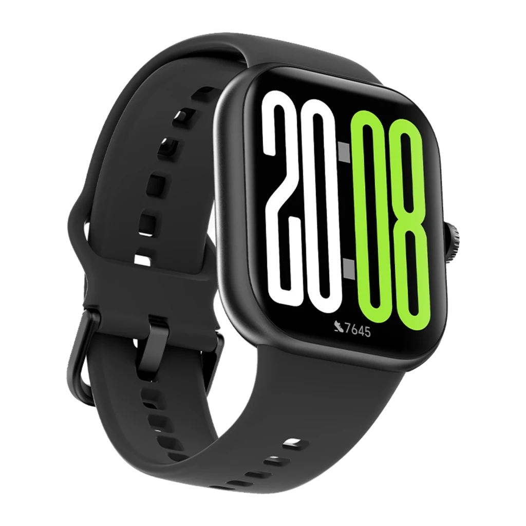 Honor Choice Watch 2 Pro Negro con correa de silicona, caja rectangular negra y pantalla grande con números verdes y blancos; hebilla metálica ajustable - Ítem1