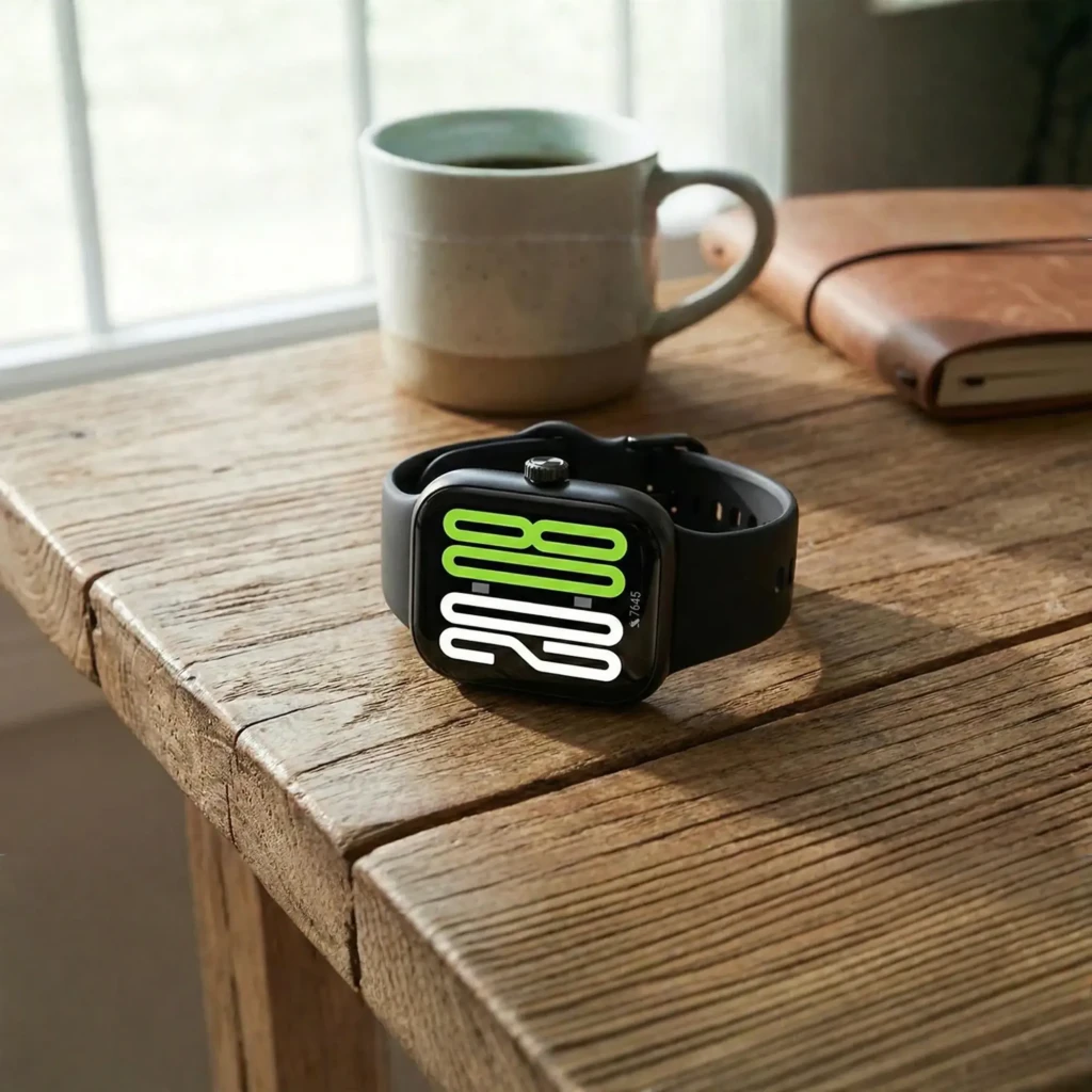 Honor Choice Watch 2 Pro Negro con correa de silicona, caja rectangular negra y pantalla grande con números verdes y blancos; hebilla metálica ajustable - Ítem5