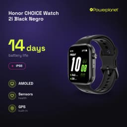 Honor Choice Watch 2i Preto com ecrã AMOLED, mostrador retangular, pulseira de silicone preta, métricas de saúde no visor e design resistente IP68