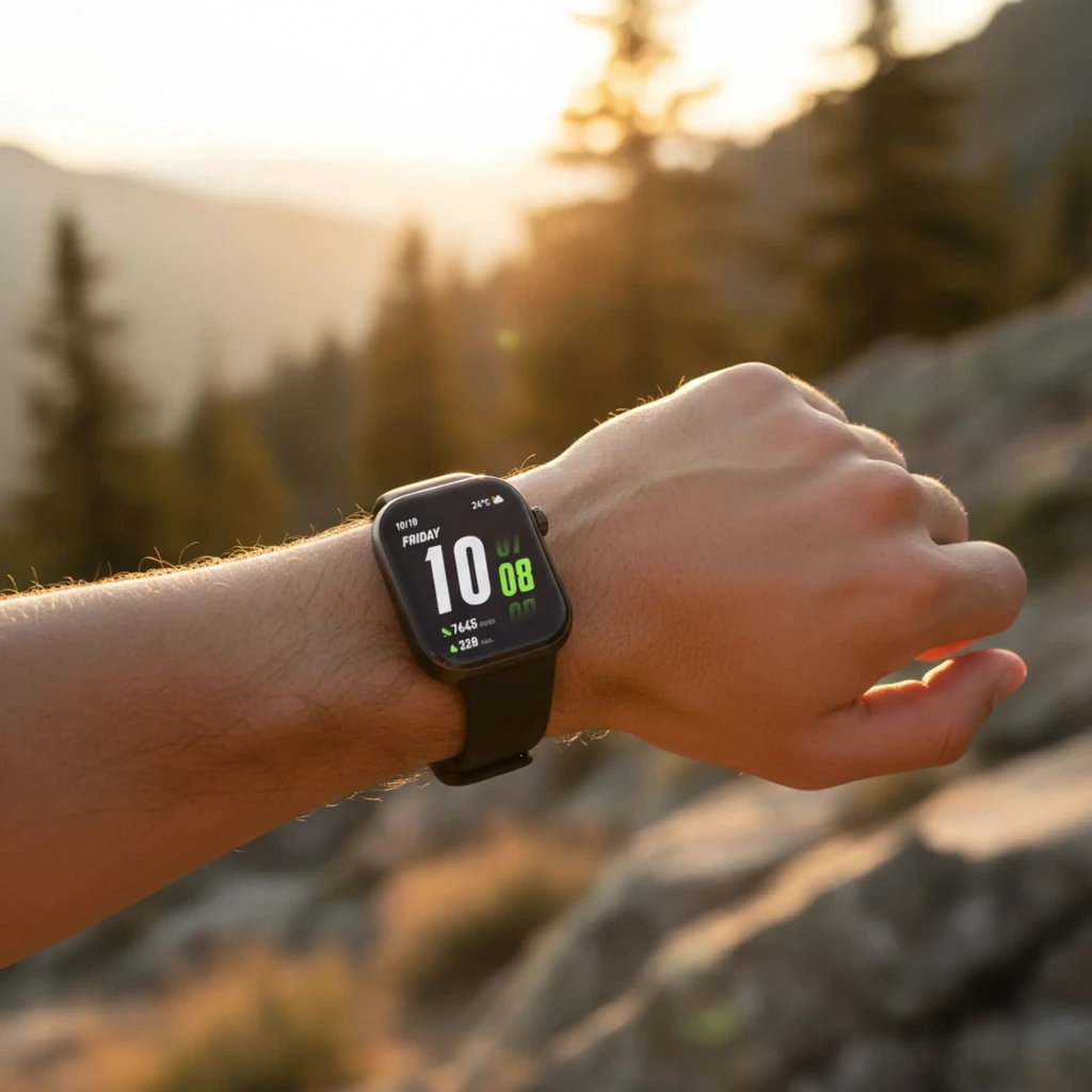 Honor Choice Watch 2i Negro con pantalla rectangular, correa de silicona, botón lateral y hebilla; muestra hora, clima, pasos, calorías y batería en verde y - Ítem6