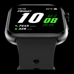 Honor Choice Watch 2i Preto com tela retangular, mostrador digital grande, pulseira de silicone preta e botão lateral; chama Bluetooth, passos, calorias, SpO2