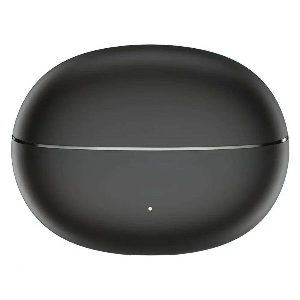 Auriculares inalámbricos negros con estuche ovalado brillante, diseño in-ear con almohadillas de silicona, tallos pulidos y LED frontal en el estuche - Ítem5