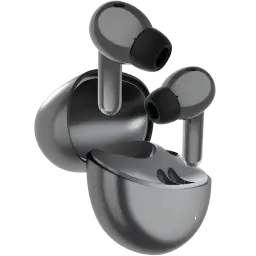 Honor Choice Earbuds X7 Pro Gris avec boîtier lisse arrondi, finition métallique, embouts silicone noirs, tiges courtes et LED discrète, design TWS compact