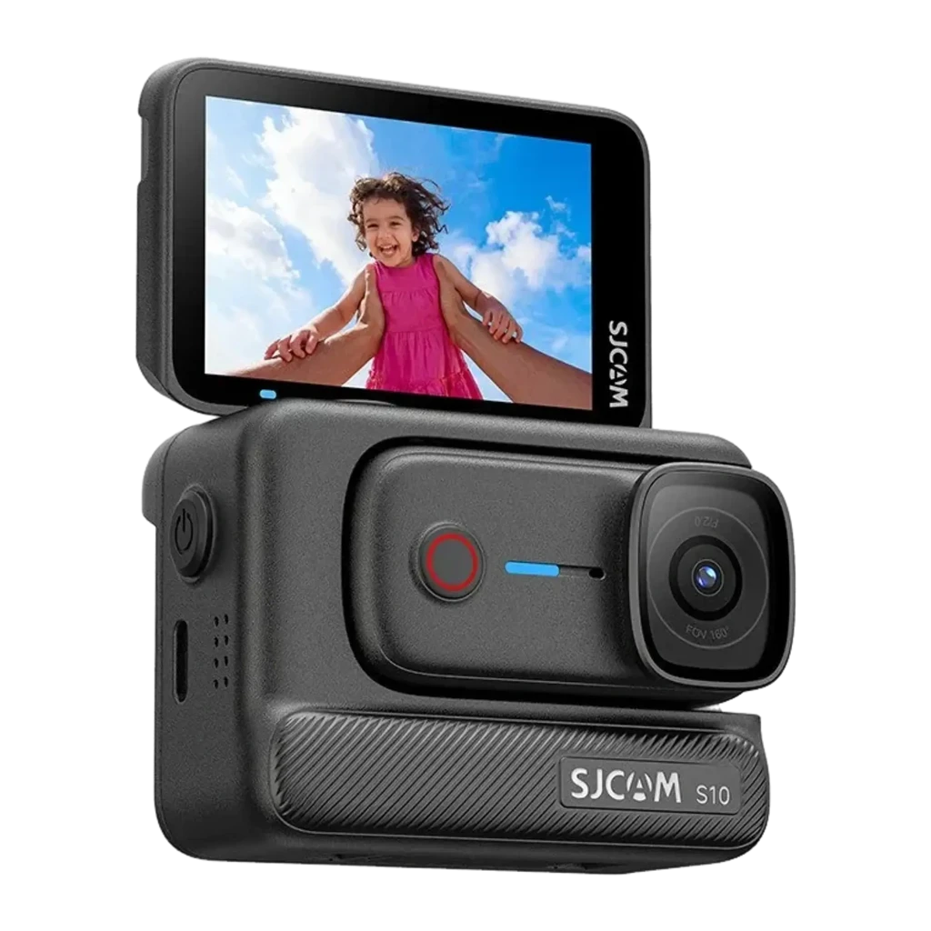 Cámara Deportiva SJCAM S10 4K 30fps, 128GB, lente gran angular, pantalla trasera a color, botón rojo frontal, cuerpo negro robusto, SteadyMotion 2.0, - Ítem1
