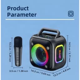 Altavoz Bluetooth Zealot PT01 IPX6 30W 12h, ficha técnica: dimensiones del altavoz y micrófono inalámbrico incluido