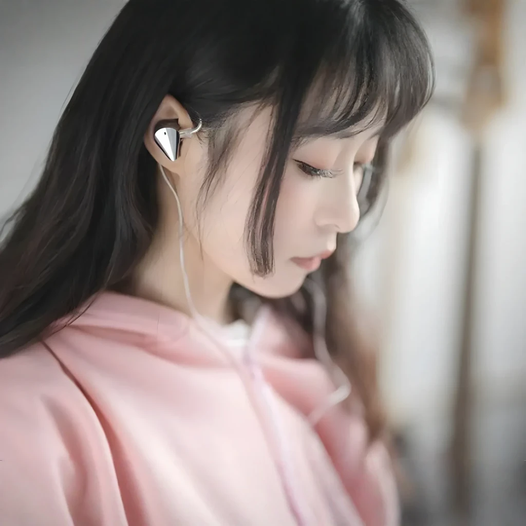 Auriculares Moondrop Blessing 3 In-Ear Cable Hi-Res con carcasas plateadas brillantes, bordes pulidos y boquillas transparentes con detalle azul claro - Ítem5