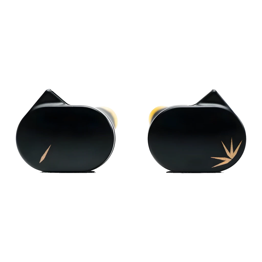 Auriculares Moondrop Chu II In-Ear negros con cable desmontable de 3.5 mm, diseño ergonómico tipo gancho y detalles dorados, sello L y R visibles - Ítem3